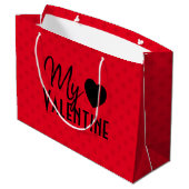Grand Sac Cadeau Saint Valentin Coeurs rouges Calligraphie Design (Dos Angle)