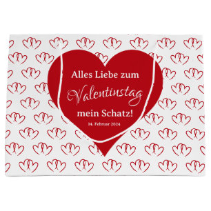 Grand Sac Cadeau Saint-Valentin, deux cœurs rouges -