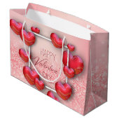 Grand Sac Cadeau Saint-Valentin Parties scintillant Coeur Rouge Gra (Dos Angle)