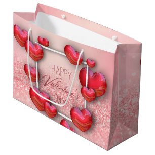Grand Sac Cadeau Saint-Valentin Parties scintillant Coeur Rouge Gra