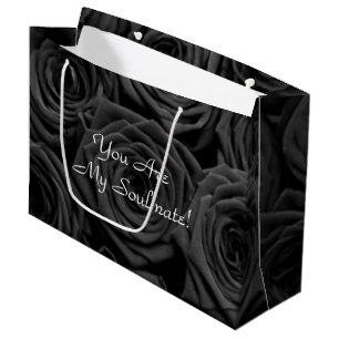 Grand Sac Cadeau Saint-Valentin rose noir