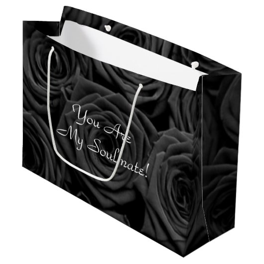 Grand Sac Cadeau Saint-Valentin rose noir (Devant Angle)