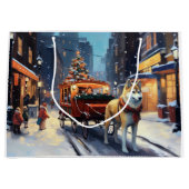 Grand Sac Cadeau Saison de Noël Akita (Devant)