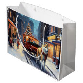 Grand Sac Cadeau Saison de Noël Akita (Dos Angle)