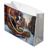 Grand Sac Cadeau Saison de Noël de Boston Terrier (Dos Angle)