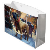 Grand Sac Cadeau Saison de Noël de Bullmastiff (Dos Angle)