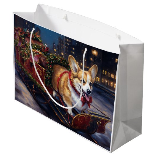 Grand Sac Cadeau Saison de Noël de Corgi (Dos Angle)