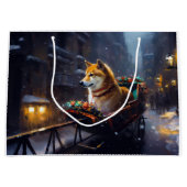 Grand Sac Cadeau Saison de Noël de Shiba Inu (Devant)