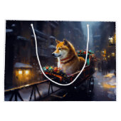 Grand Sac Cadeau Saison de Noël de Shiba Inu (Dos)
