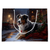 Grand Sac Cadeau Saison de Noël du berger australien (Devant)