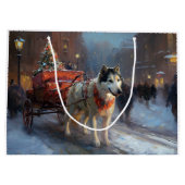 Grand Sac Cadeau Saison de Noël du Malamute de l'Alaska (Dos)