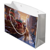 Grand Sac Cadeau Saison de Noël Golden Retriever (Dos Angle)