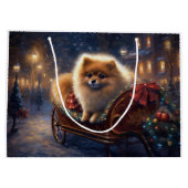 Grand Sac Cadeau Saison de Noël Poméranienne brossé (Dos)