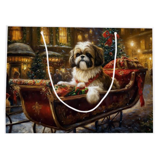 Grand Sac Cadeau Saison de Noël Shih Tzu (Dos)