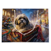 Grand Sac Cadeau Saison Festive de Noël de Lhasa Apso (Devant)