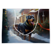 Grand Sac Cadeau Saison festive de Noël de Rottweiler (Devant)