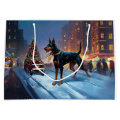 Grand Sac Cadeau Saison Festive de Noël Doberman (Devant)