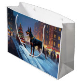 Grand Sac Cadeau Saison Festive de Noël Doberman (Dos Angle)