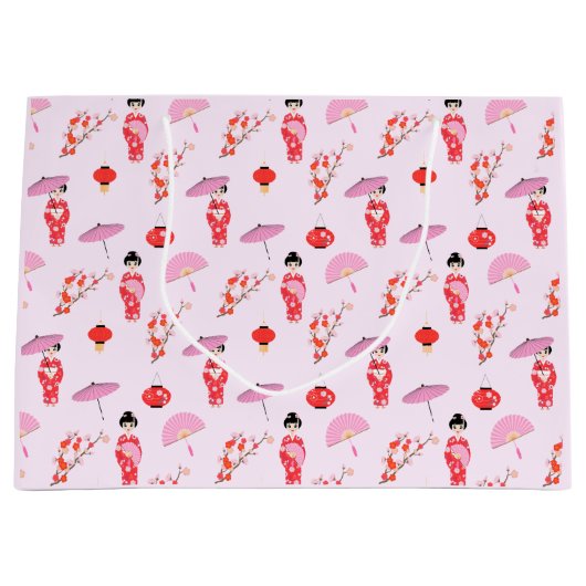 Grand Sac Cadeau Sakura Cerry Blossom Japonaise Fête d'Anniversaire (Devant)