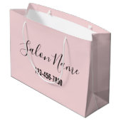 Grand Sac Cadeau Salon de beauté Nom Black Script Téléphone N° rose (Dos Angle)
