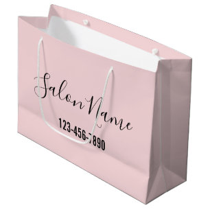 Grand Sac Cadeau Salon de beauté Nom Black Script Téléphone N° rose
