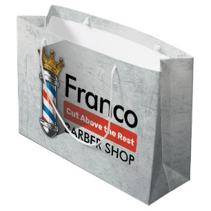 Grand Sac Cadeau Salon de coiffure Barber Hair Shop King Crown Mât