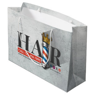 Grand Sac Cadeau Salon de coiffure Barber Hair Shop King Crown Mât
