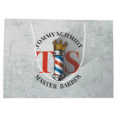 Grand Sac Cadeau Salon de coiffure Barber roi Couronne barbier Pôle (Dos)