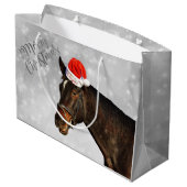 Grand Sac Cadeau Salutations de Noël de cheval (Dos Angle)