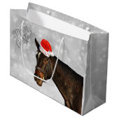 Grand Sac Cadeau Salutations de Noël de cheval (Devant Angle)