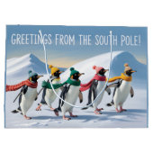 Grand Sac Cadeau "Salutations du pôle Sud" Conception de manchot (Dos)