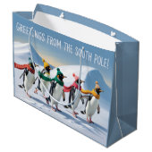 Grand Sac Cadeau "Salutations du pôle Sud" Conception de manchot (Dos Angle)