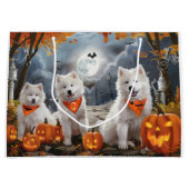 Grand Sac Cadeau Samoyed Halloween Éffrayant (Devant)