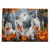 Grand Sac Cadeau Samoyed Halloween Éffrayant (Dos)