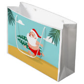 Grand Sac Cadeau Santa at beach (Devant Angle)