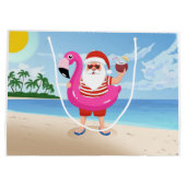 Grand Sac Cadeau Santa Claus with flamingo (Dos)