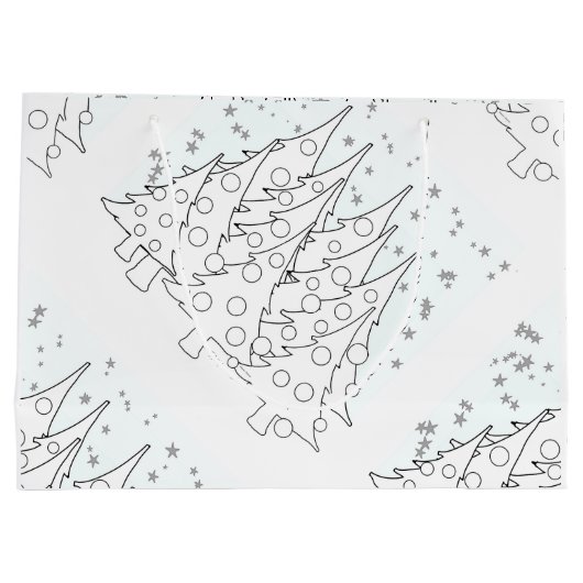 Grand Sac Cadeau Sapins de Noël blancs (Dos)