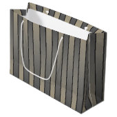 Grand Sac Cadeau Satin Effet Grandes Motif Noir Et Beige (Devant Angle)