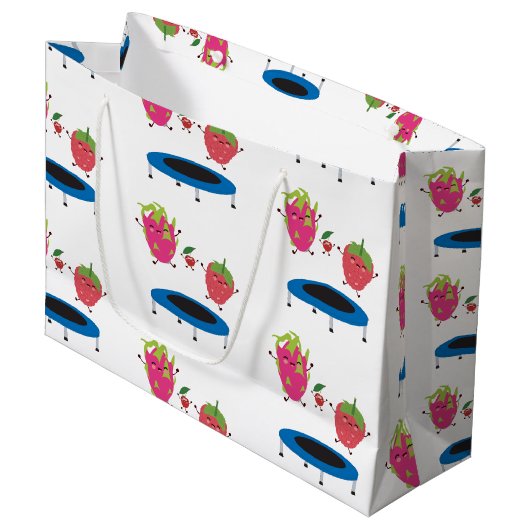Grand Sac Cadeau Sauts De Fruits Sur Trampoline (Devant Angle)