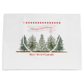 Grand Sac Cadeau Scandinavian Winter Pine Tree Merry Christmas (Devant)