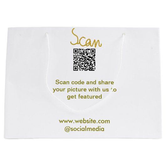 Grand Sac Cadeau Scanner le code QR Golden glitter simple élégant c (Devant)