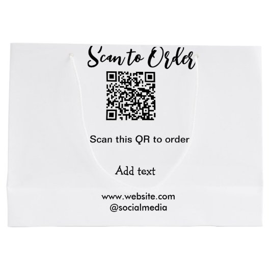 Grand Sac Cadeau Scanner pour commander scanner le code QR ajouter (Dos)