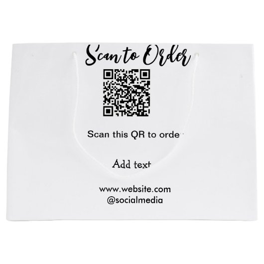 Grand Sac Cadeau Scannez pour commander scannez le code QR ajoutez (Devant)