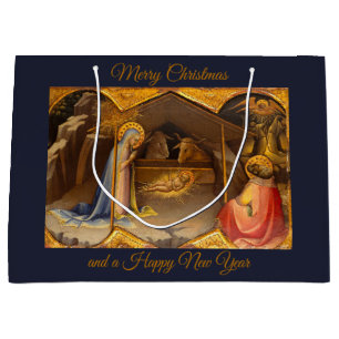 Grand Sac Cadeau Scène de la Nativité