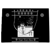 Grand Sac Cadeau scène de neige pour noël (Devant)