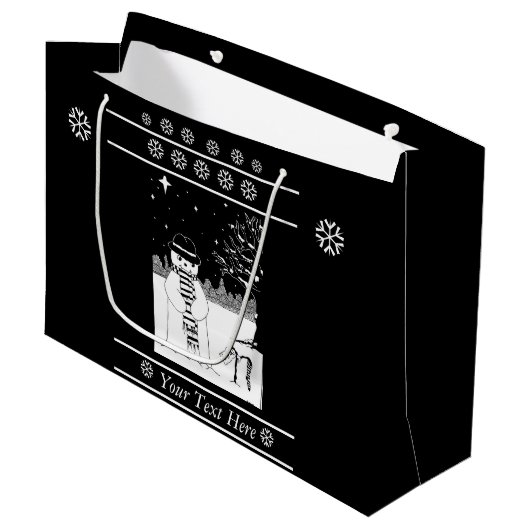 Grand Sac Cadeau scène de neige pour noël (Devant Angle)