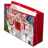 Grand Sac Cadeau Scène de Noël à l'ancienne Maison victorienne neig (Devant Angle)