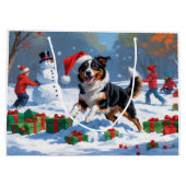 Grand Sac Cadeau Scène de Noël australienne Kelpie (Dos)