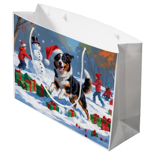 Grand Sac Cadeau Scène de Noël australienne Kelpie (Dos Angle)