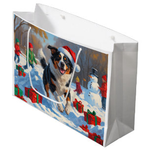 Grand Sac Cadeau Scène de Noël de bétail australien
